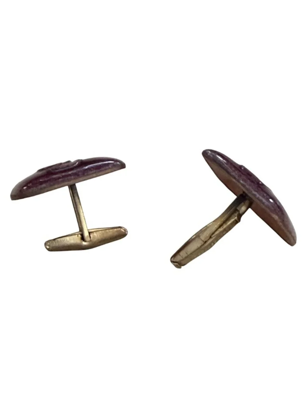 Vintage Enamel on Copper Cufflinks Monogram B Modernist Mid Century 1